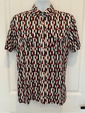 MURANO Mens Size Large Multicolor Slim Fit Short Sleeve Liquid Luxury Shirt